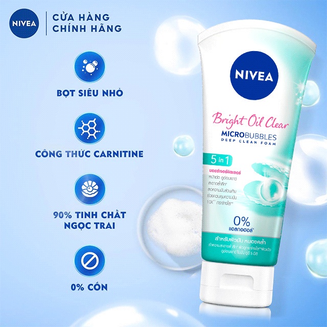 Sữa Rửa Mặt NIVEA Bright Oil Clear Kiểm Soát Nhờn | Sáng Da (100 g) - 84951