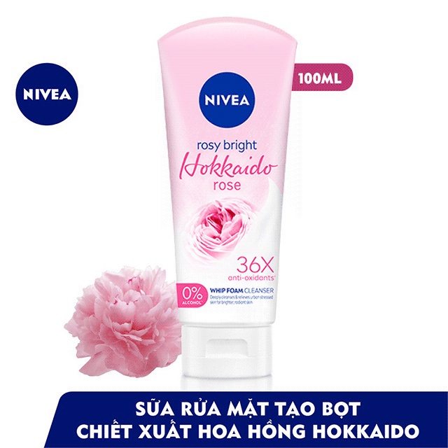 Sữa Rửa Mặt Tạo Bọt NIVEA Chiết Xuất Hoa Hồng Hokkaido (100 g) - 84984