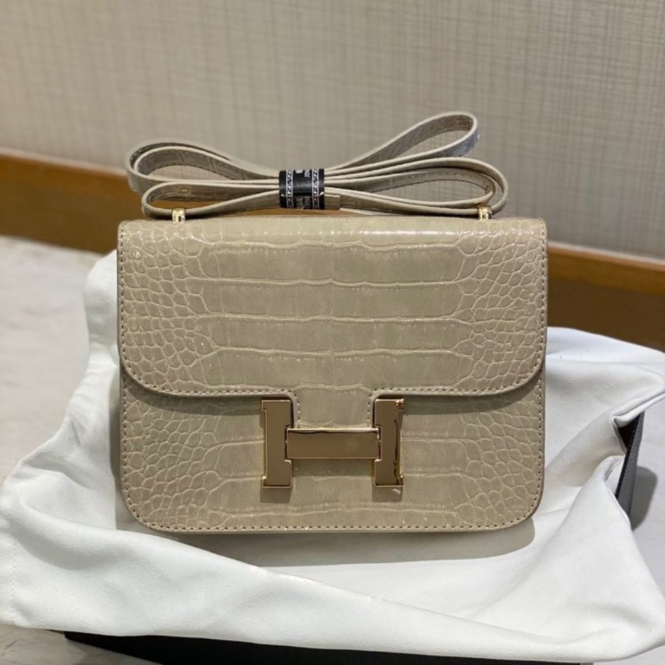 Hermes Túi Xách Đeo Chéo Da Cá Sấu Bóng Cao Cấp Thời Trang Nữ