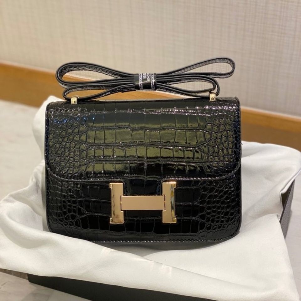 Hermes Túi Xách Đeo Chéo Da Cá Sấu Bóng Cao Cấp Thời Trang Nữ