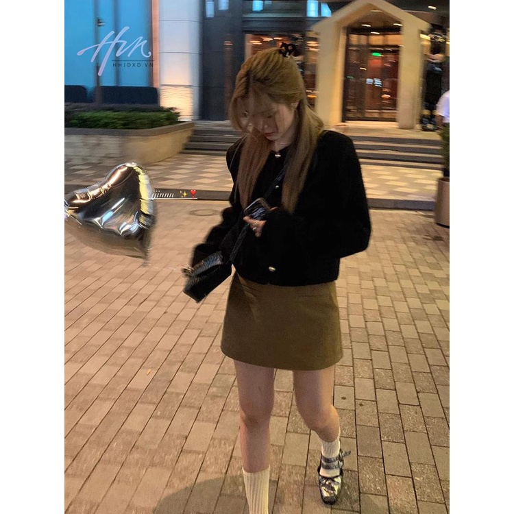 Áo Khoác Len Cổ Tròn Phối Nút Thời Trang Mùa Thu Cho Nữ