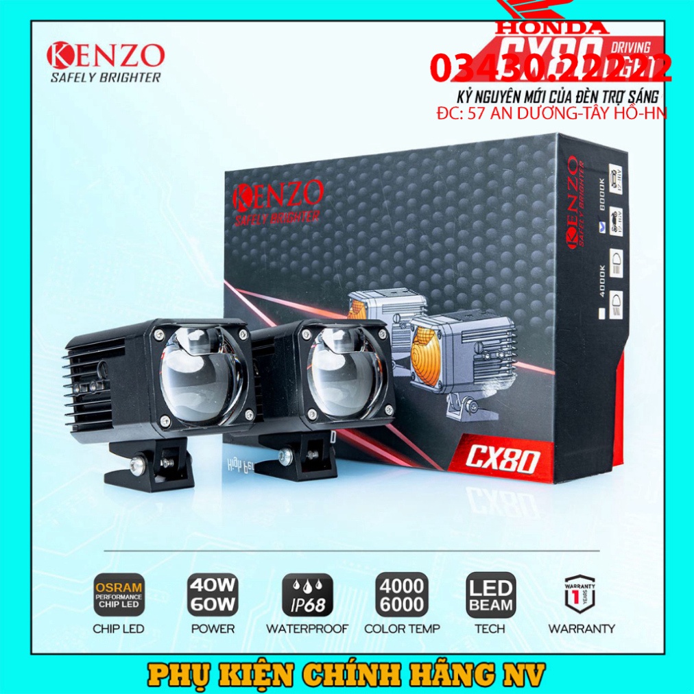 Đèn bi cầu trợ sáng mini Kenzo CX80 60W ánh sáng mạnh