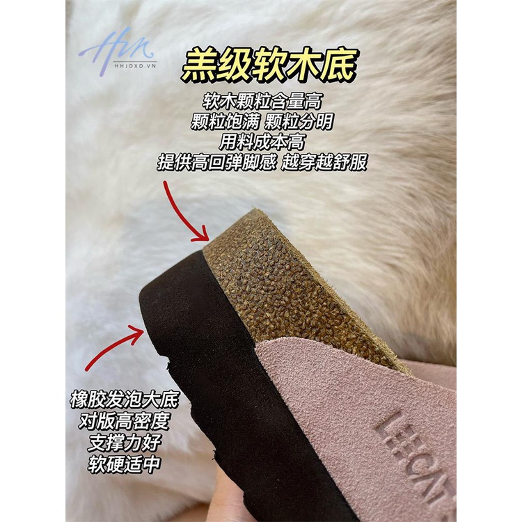 Dép birkenstock Bít Mũi Dày Dặn Màu Hồng Thời Trang 2023 Cho Nữ