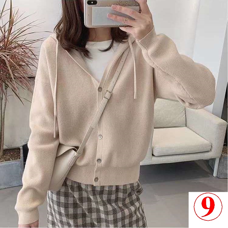 Áo Khoác cardigan Có Nón Phối Khóa Kéo Dáng Rộng Phong Cách Hàn Quốc Thời Trang Xuân Thu 2023 Mới