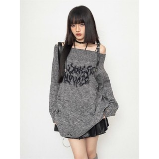 Áo sweater Trễ Vai Dáng Rộng Phong Cách Châu Á Thời Trang Thu Đông Mới