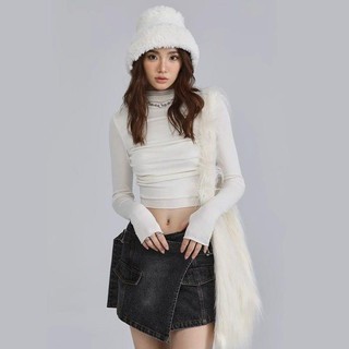 Áo Thun Tay Dài Cổ Cao Ôm Dáng Phong Cách Mới Mùa Thu Cho Nữ