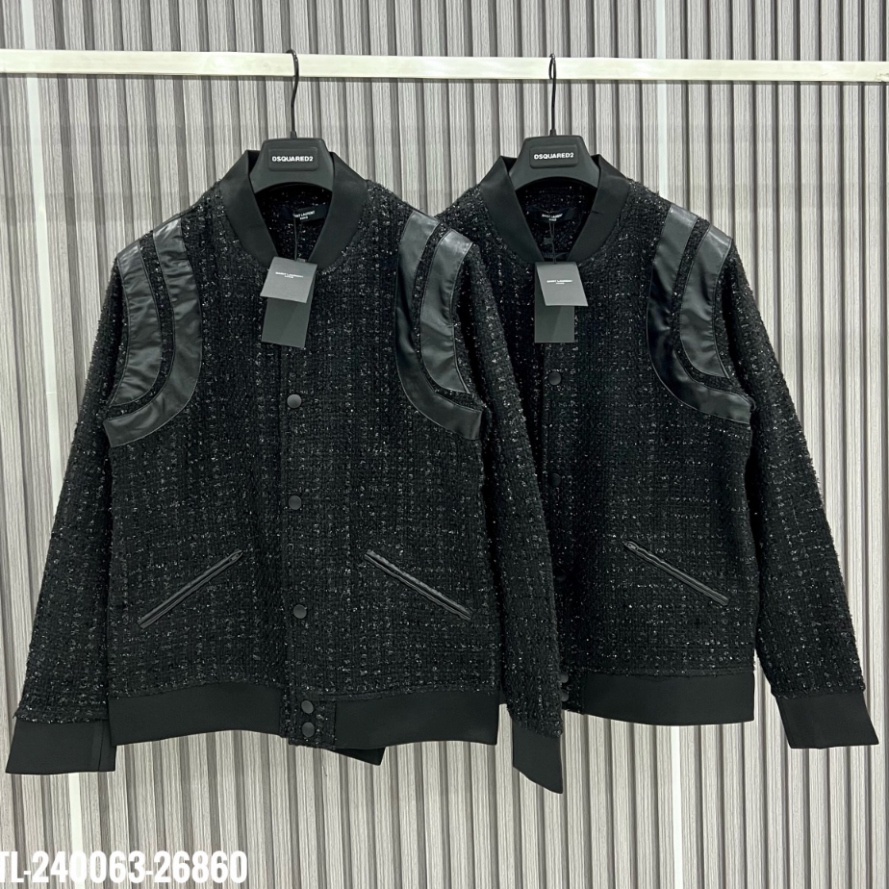 Áo Khoác Teddy Dạ Kim Tuyến Đen Phối Da Đen Áo Bomber Teddy Son Tung Hàng Mùa Đông Viền Vai Da