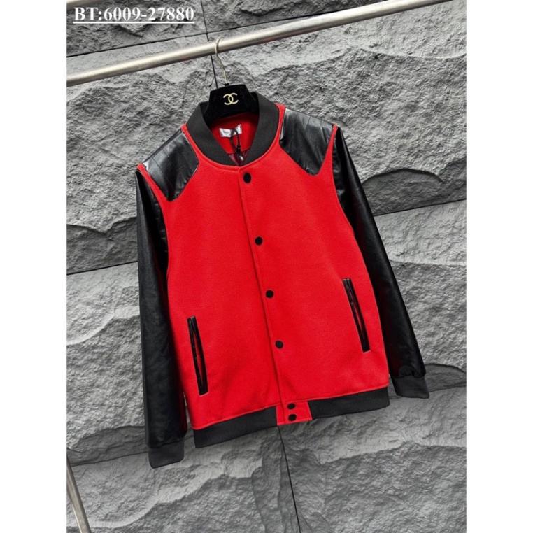 Áo Khoác Da Nam GVC Bomber Jacket Đen Thêu Ngôi Sao Ngực Đỏ Viền Tay Phối Chữ Da Lưng From Dáng Hotttrend 2023