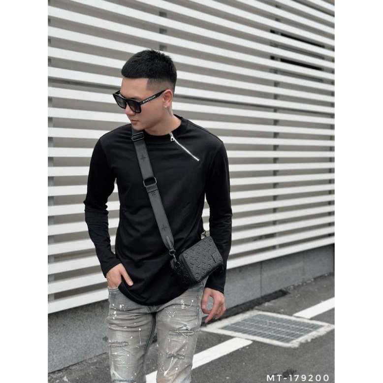 Áo nỉ sweater nam nữ Dsq2 đuôi tôm trơn thêu khoá zip chéo cổ kiểu dáng đơn giản basic