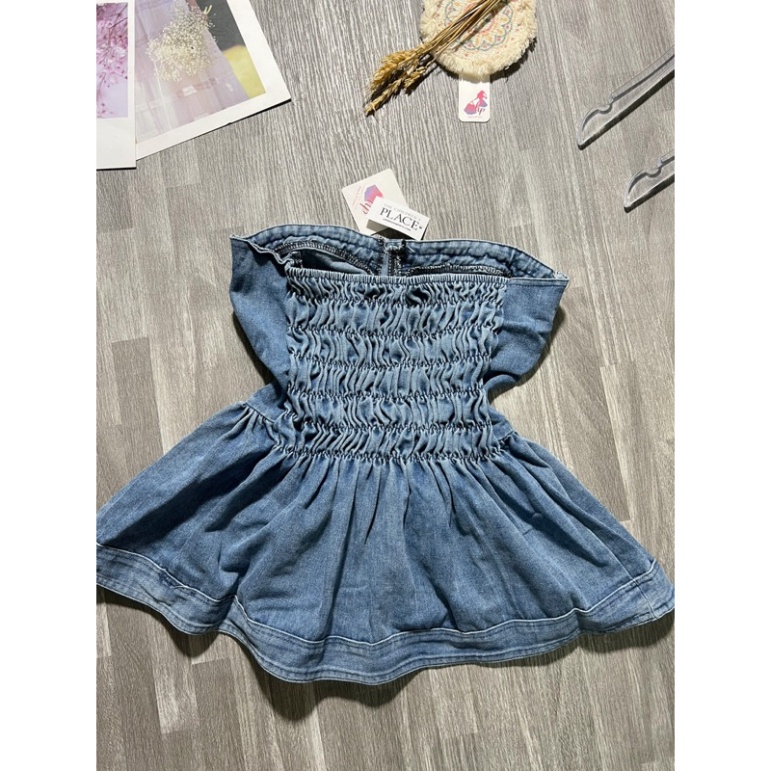 Áo cúp ngực bò jean, áo ống nữ body xòe mặc hè - G160    ..