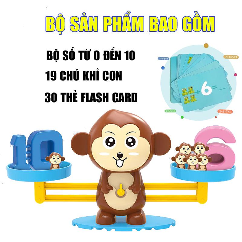 Bộ đồ chơi cân khỉ cho bé nhận biết số và phép tính