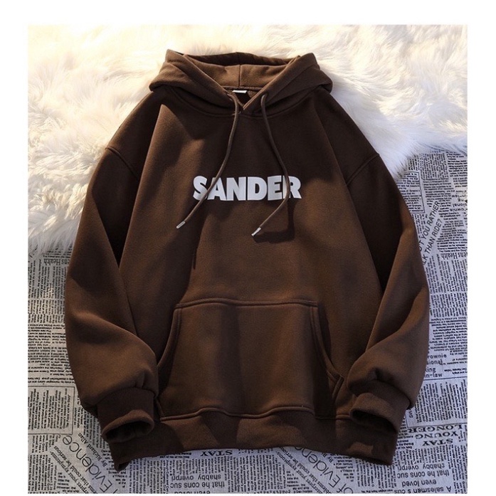 FullBoc Áo Khoác HOODIE nỉ bông mũ to 2 lớp Unisex form rộng HAUTEUR in chữ Sander