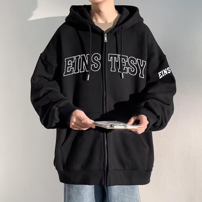 FullBoc Áo Khoác Nỉ Hoodie Zip Chữ Thêu Form Rộng Unisex chất nỉ tàu siêu dày dặn