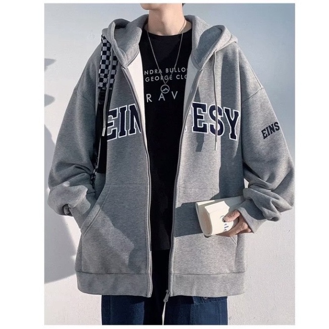 FullBoc Áo Khoác Nỉ Hoodie Zip Chữ Thêu Form Rộng Unisex chất nỉ tàu siêu dày dặn