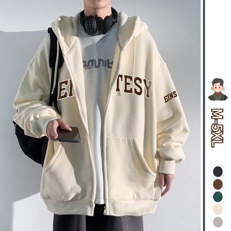 FullBoc Áo Khoác Nỉ Hoodie Zip Chữ Thêu Form Rộng Unisex chất nỉ tàu siêu dày dặn