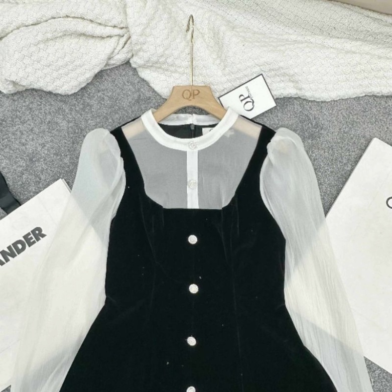 Áo nhung eo pha tay tơ 26/9