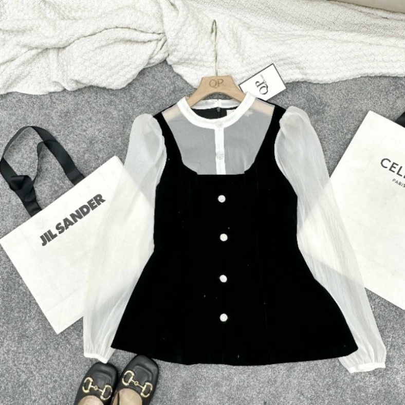 Áo nhung eo pha tay tơ 26/9