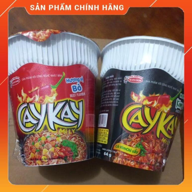 Mỳ ly caykay hương vị bò và vị kim chi acecook