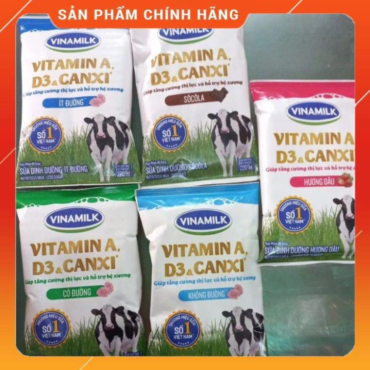Sữa túi Vinamilk có đường, không đường, ít đường, socola, dâu