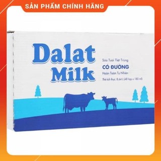  THÙNG 48 HỘP SỮA TƯƠI TIỆT TRÙNG ĐÀ LẠT MILK 180ML KHÔNG ĐƯỜNG  ÍT ĐƯỜNG  CÓ ĐƯỜNG  DALAT MILK 