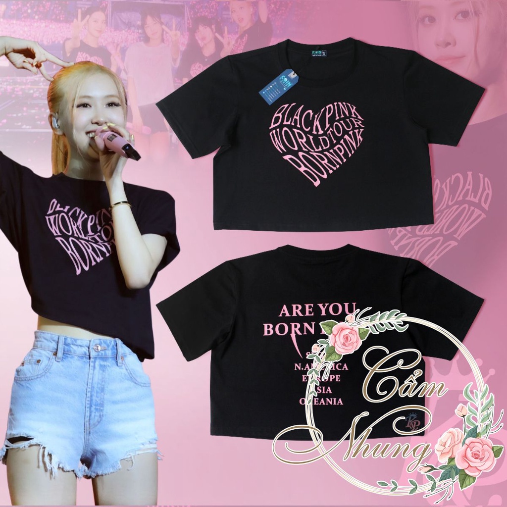 Áp croptop ôm body siêu xinh in chữ trước sau BLACK PINK ôm body CAMNHUNGSI