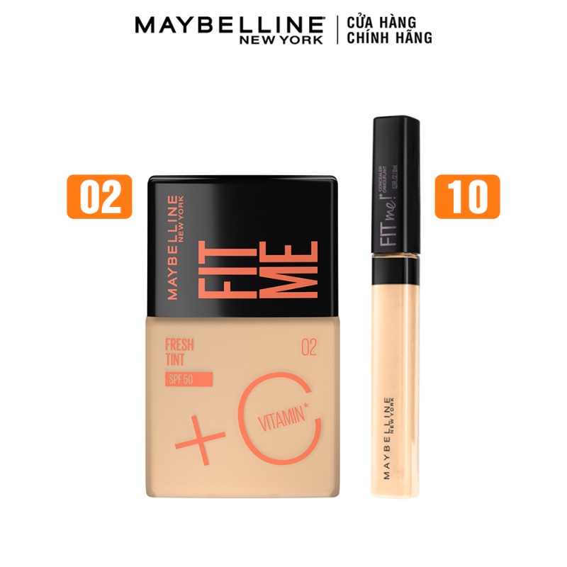 Bộ Nền Tint C Tươi Mướt Chống Nắng Fit Me Fresh Tint 30ml và Kem Che Khuyết Điểm Maybelline New York 6.8ml