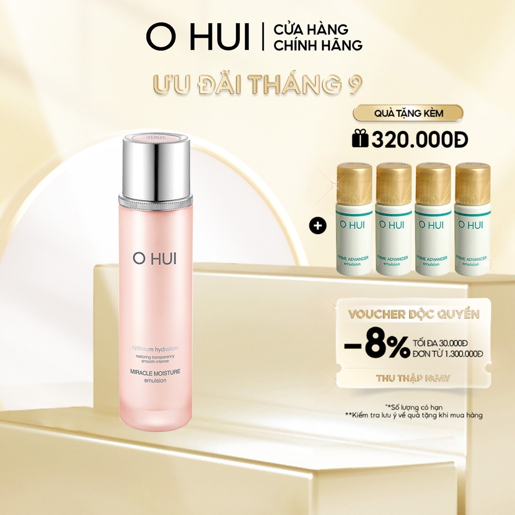 Sữa dưỡng cân bằng ẩm và dầu OHUI Miracle Moisture Emulsion 140ml