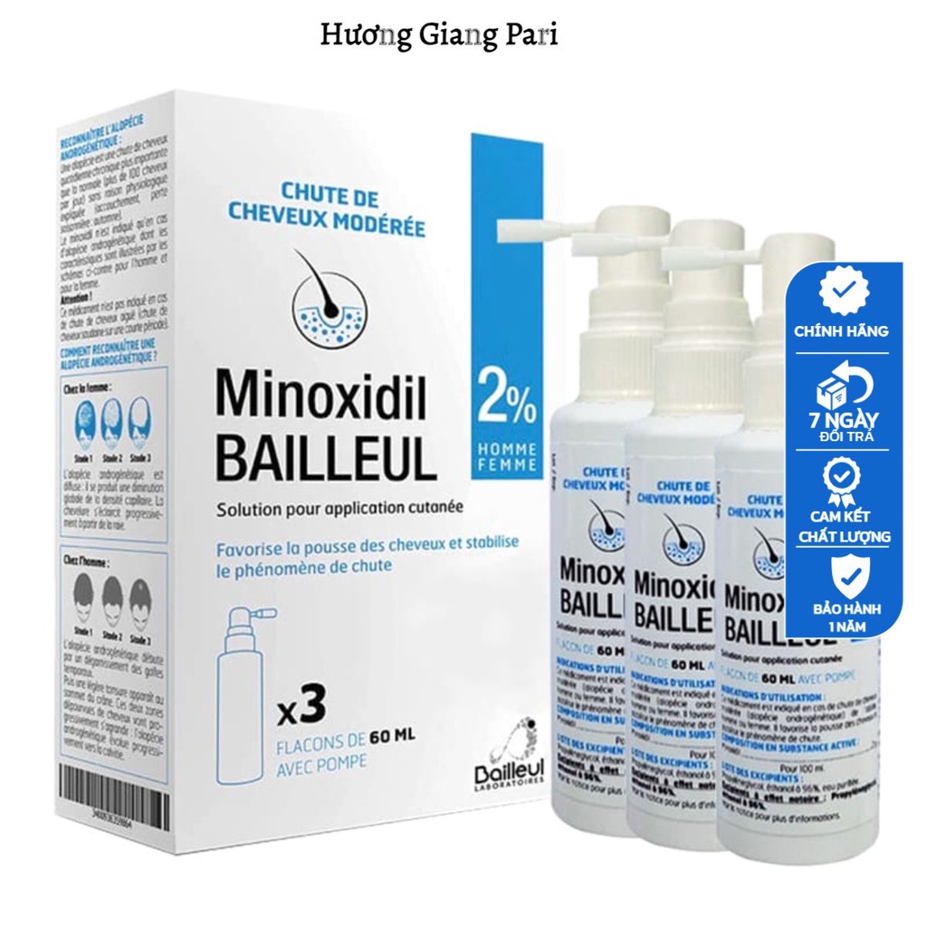 Xịt mọc tóc Minoxidil Bailleul 2% và 5%
