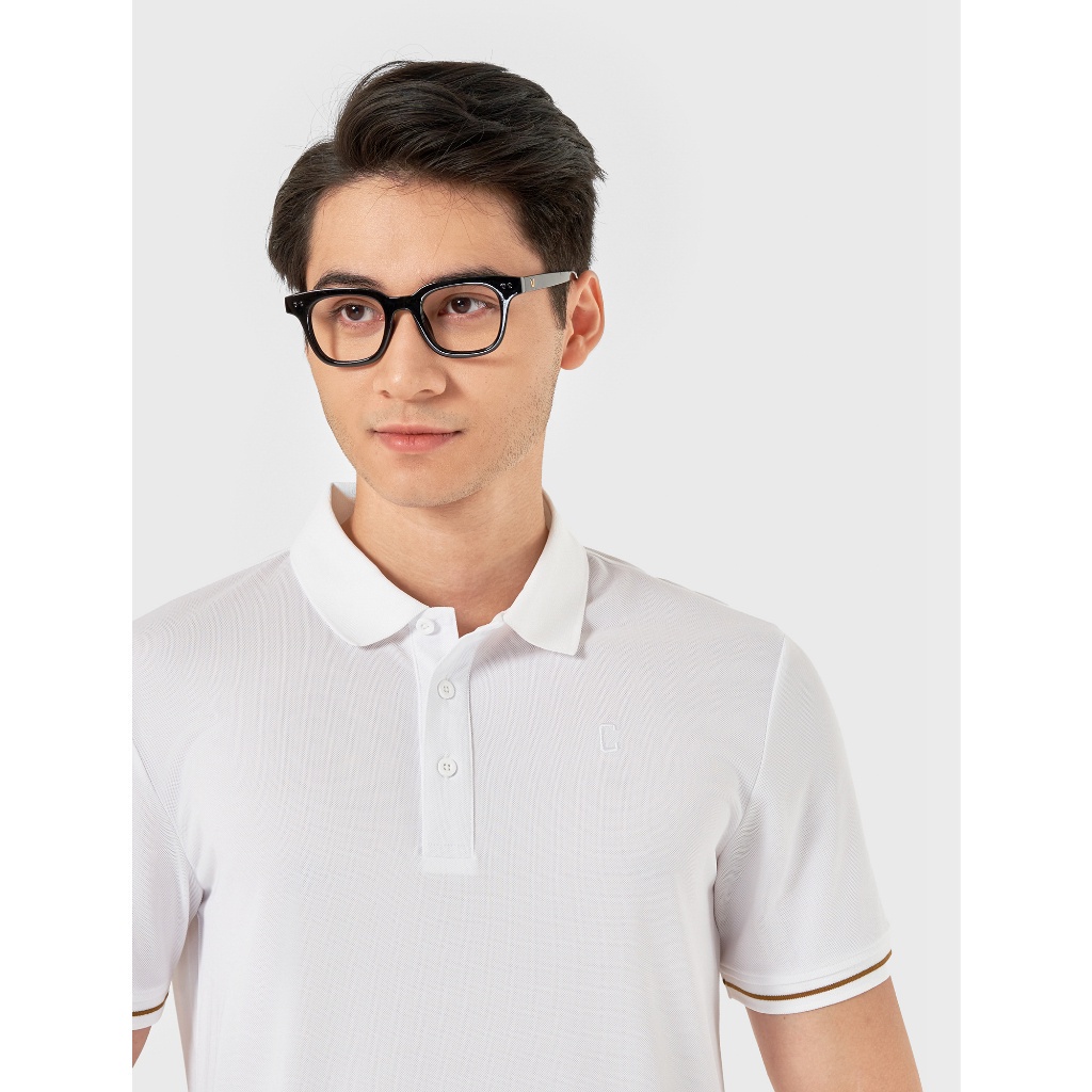 Áo polo nam CANIFA chất liệu cafe pha, tay phối bo kẻ, phom regular 8TP22W006