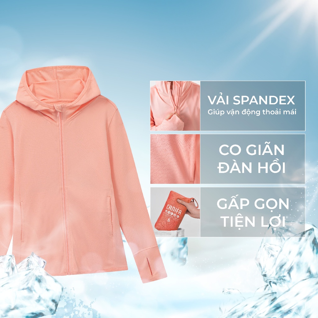 Áo khoác chống nắng trẻ em CANIFA có mũ, kéo khoá, túi 2 bên 3OT23S001