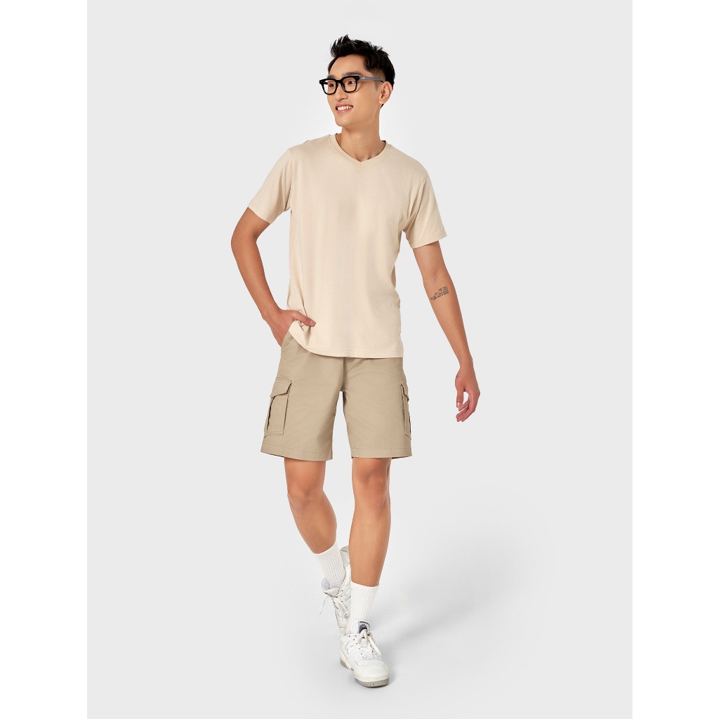 Áo phông nam CANIFA cổ tim chất liệu 100% cotton 8TS22A003