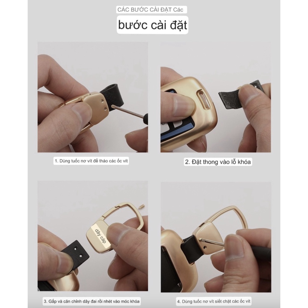 Móc khóa da bò đa năng - Móc khóa ô tô, xe máy đẹp sang trọng