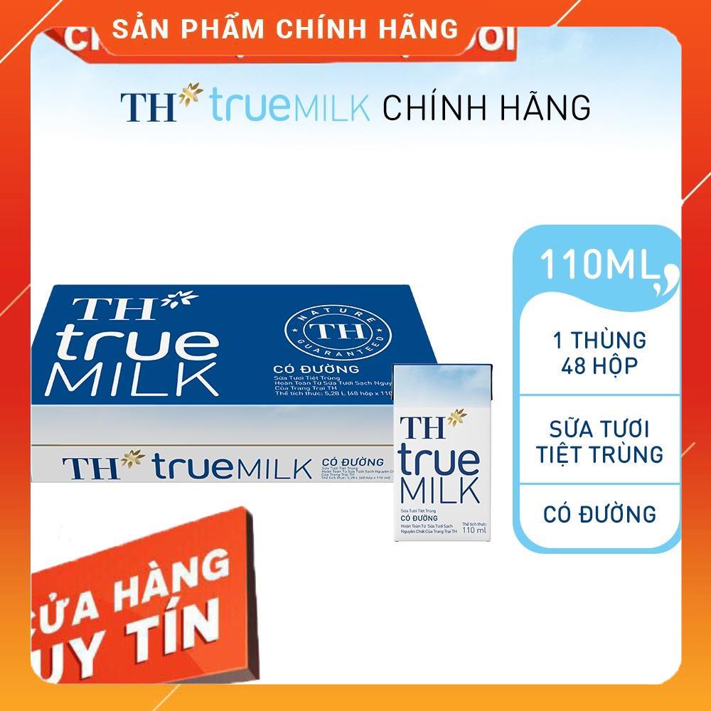 Thùng 48 hộp sữa tươi tiệt trùng có đường TH True Milk 110ml (110ml x 48)