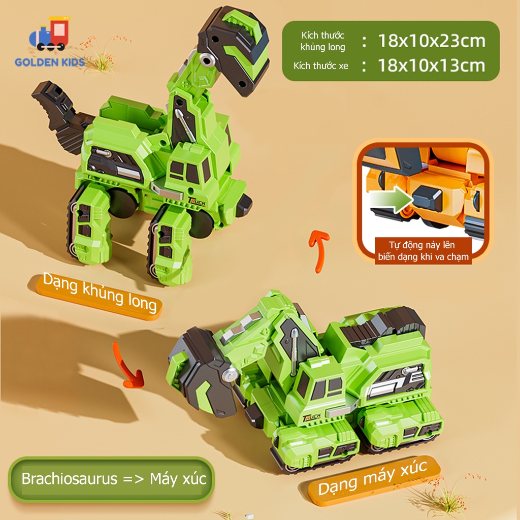 Ô tô đồ chơi khủng long biến hình dành cho bé, màu sắc đa dạng bắt mắt