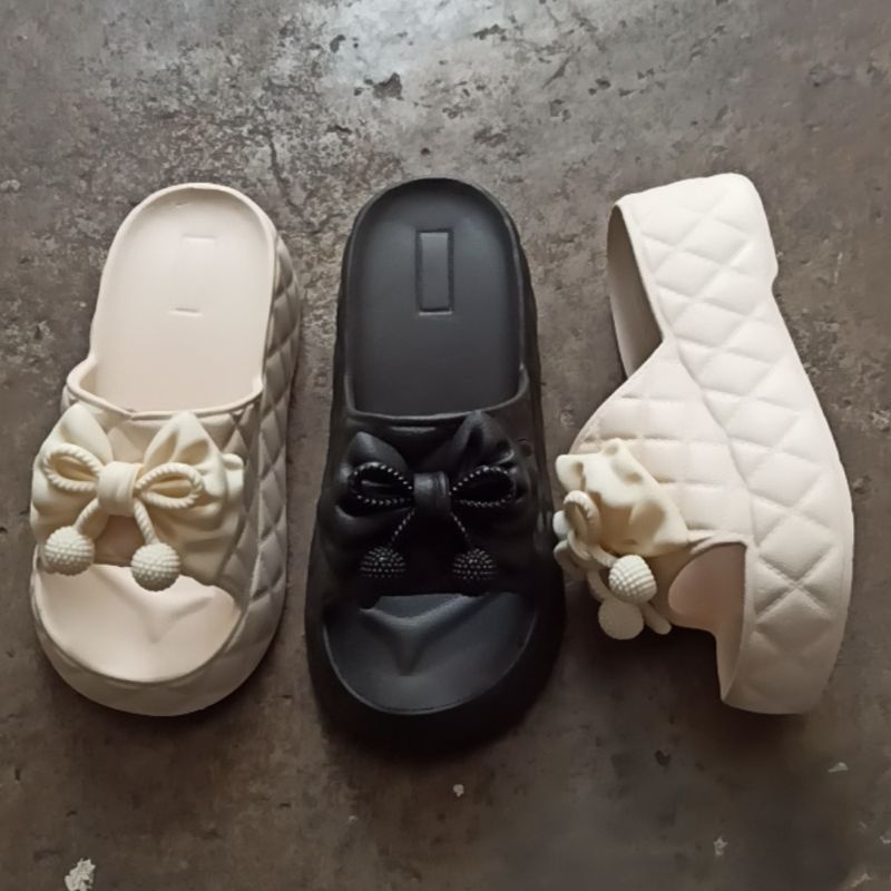 Dép Bánh Mì Nữ Cao 6cm Hắc Dáng Đính Nơ Xinh Xinh From Chuẩn ☁️☁️☁️ Ảnh Thật ☁️☁️☁️