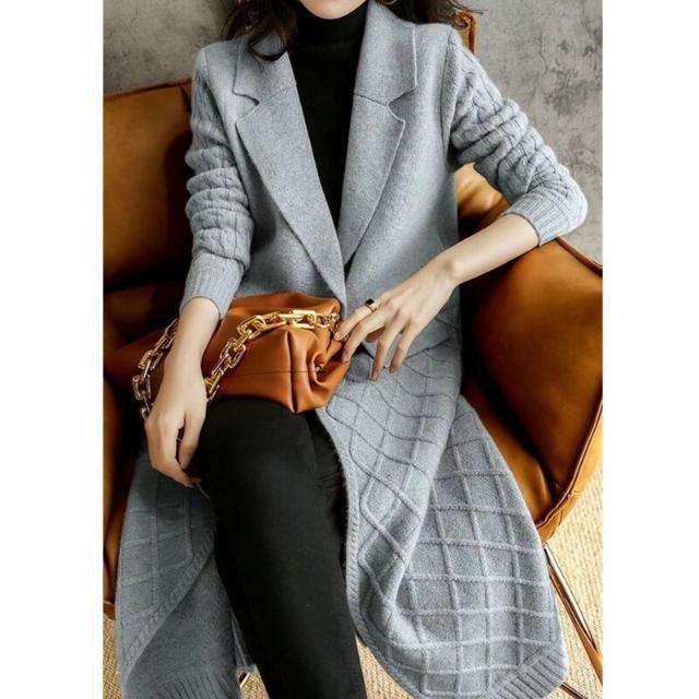Puruiti2023 Áo Khoác cardigan Dệt Kim Dày Dáng Rộng Dài Ngang Gối Màu Trơn Thời Trang Thu Đông Mới Dành Cho Bạn Nữ