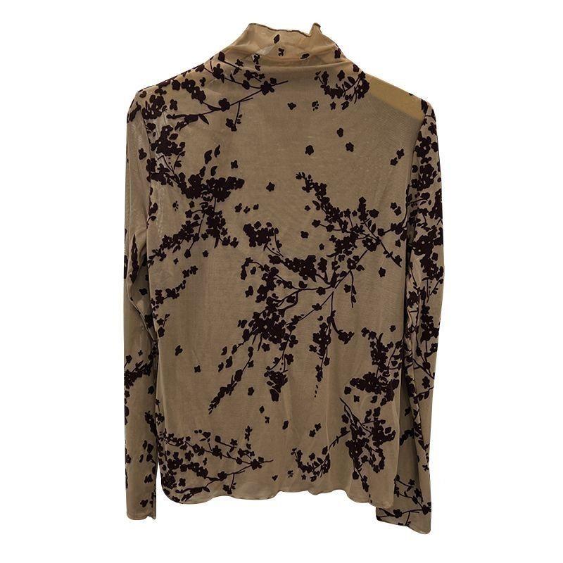 Áo Lưới Cổ Lọ Tay Dài Phong Cách Phương Tây Thời Trang Thu Đông 2023 Cho Nữ