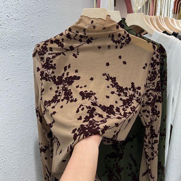 Áo Lưới Cổ Lọ Tay Dài Phong Cách Phương Tây Thời Trang Thu Đông 2023 Cho Nữ