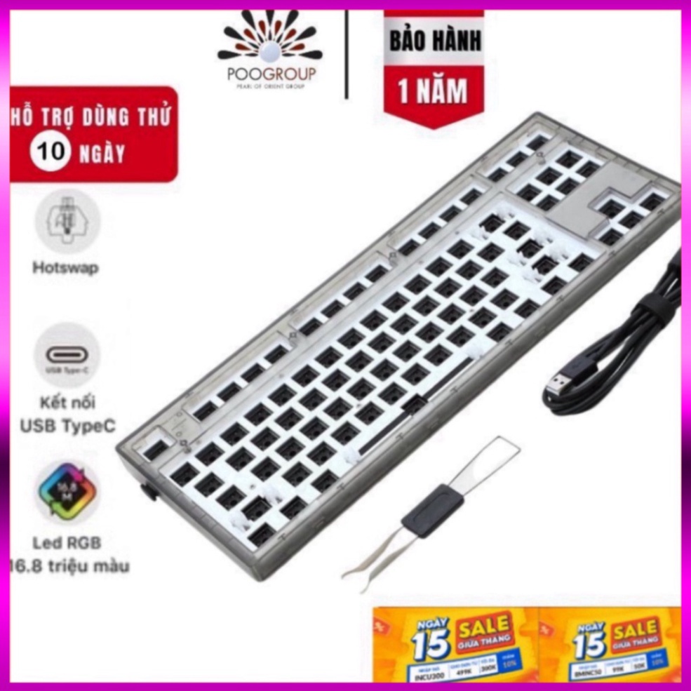 F C Khuyến mãi Kit bàn phím cơ FL-Esports MK870 3 Mode sẵn foam   (