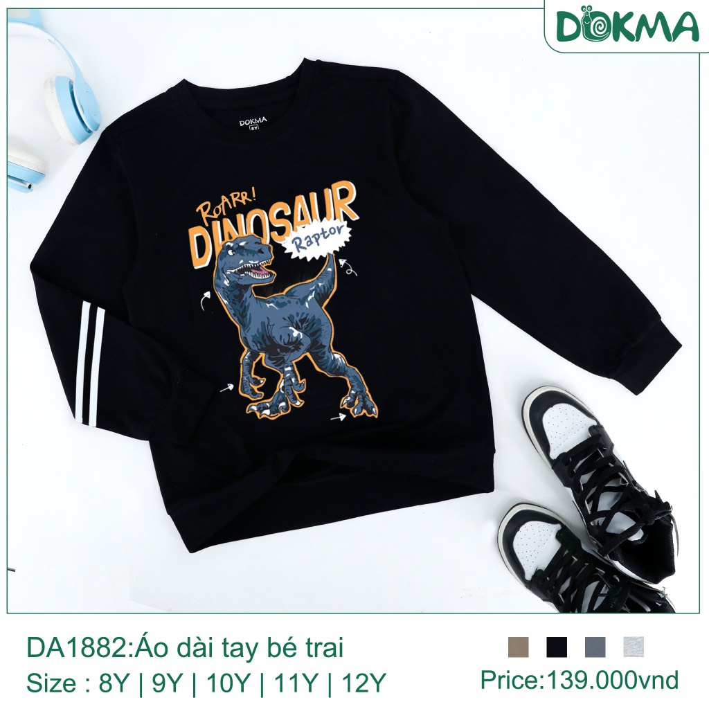 Áo Dài Tay Bé Trai In Hoạ Tiết, Bo Thời Trang Dokma Mã DA1882