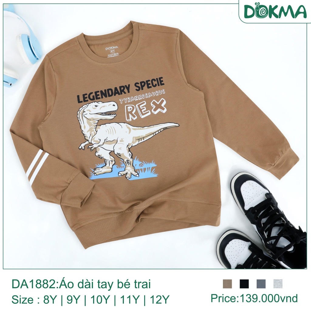 Áo Dài Tay Bé Trai In Hoạ Tiết, Bo Thời Trang Dokma Mã DA1882