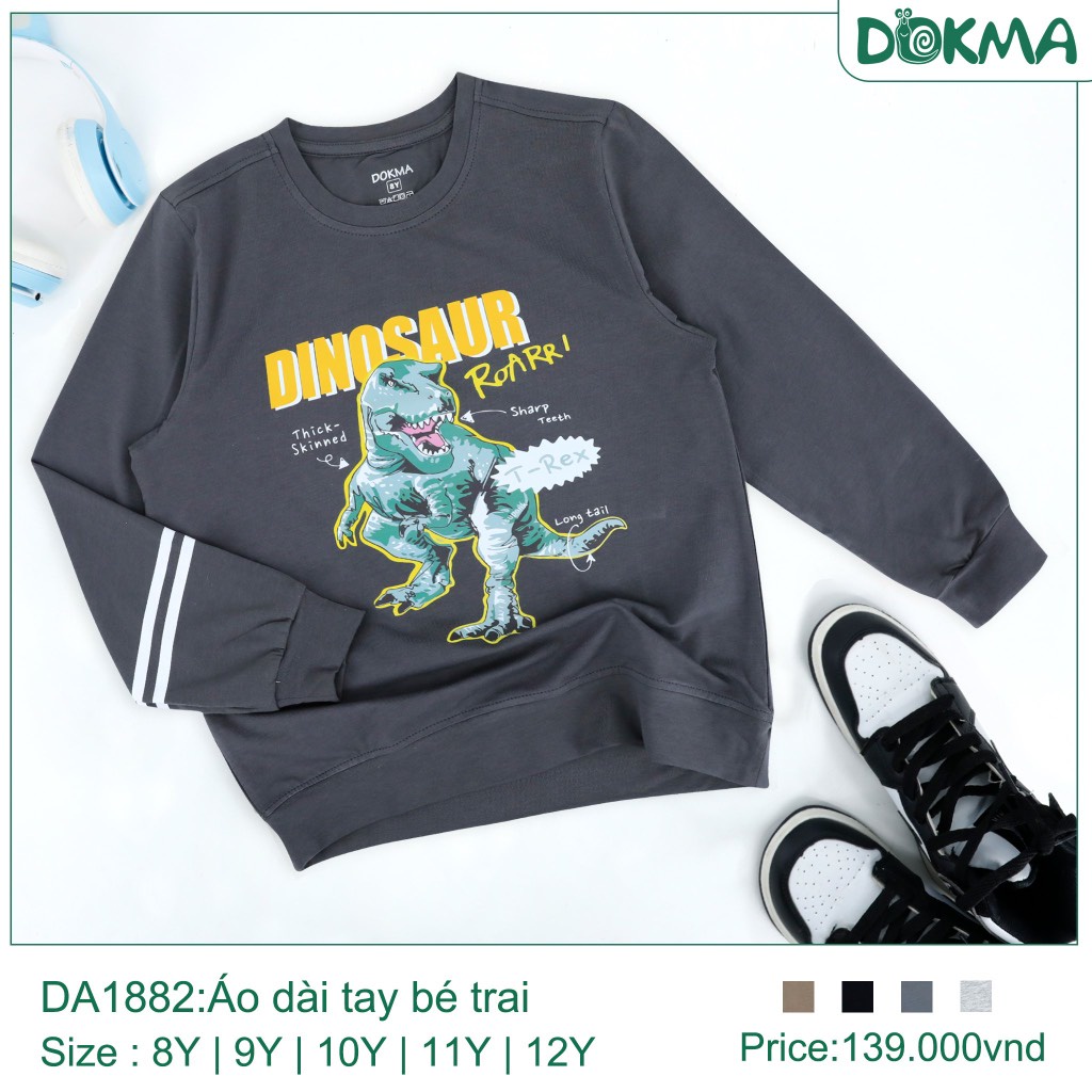 Áo Dài Tay Bé Trai In Hoạ Tiết, Bo Thời Trang Dokma Mã DA1882