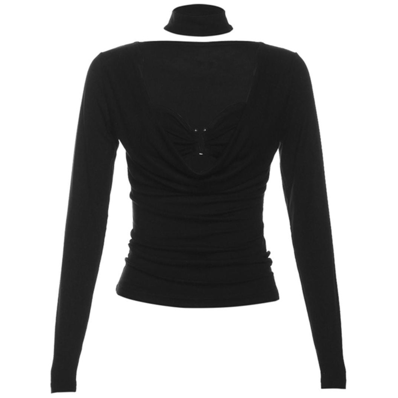 Áo Thun Tay Dài Cổ Thấp Dây Mảnh Phong Cách Mới Mùa Thu