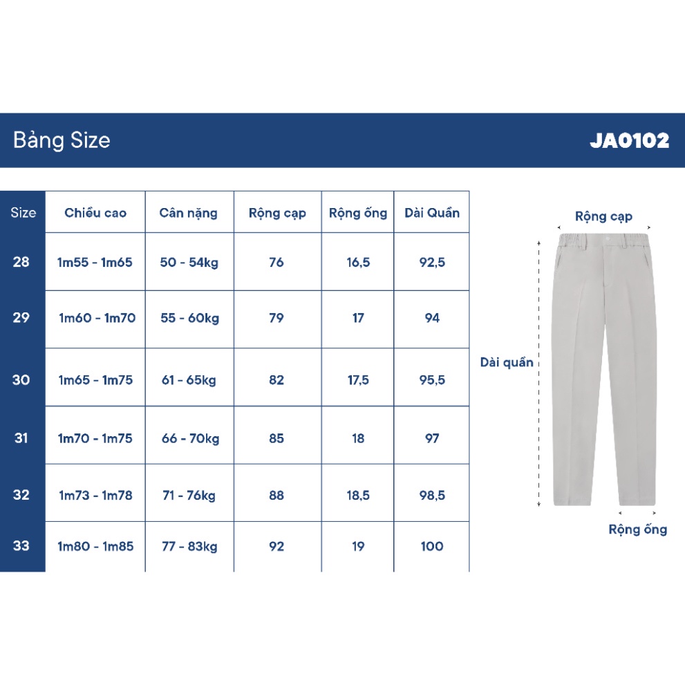 Quần âu baggy nam dáng rộng cạp chun hai hông co giãn Biden thương hiệu JBAGY - JA0102