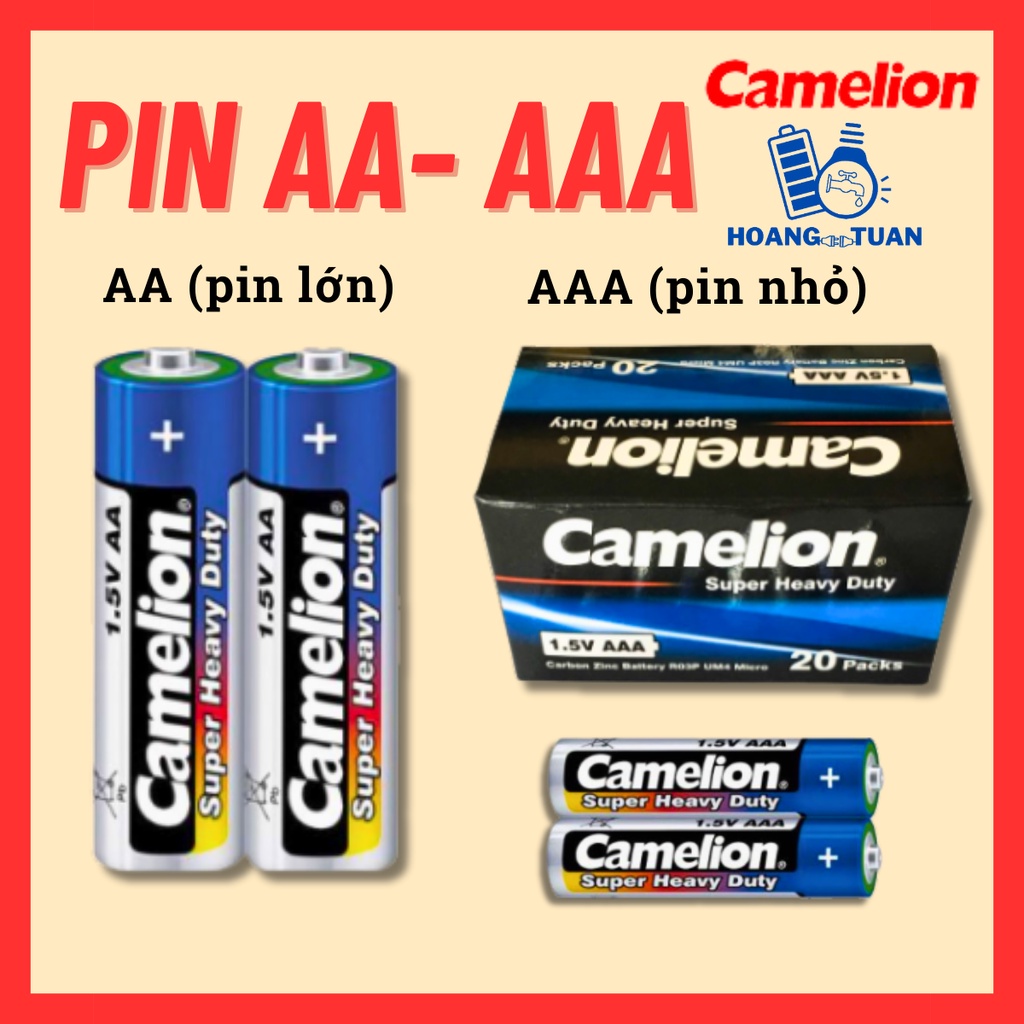 Pin AA và AAA Camelion 1.5V hộp 40 viên, pin tiểu mã R6P-SP2B và R03P-SP2B, thông dụng