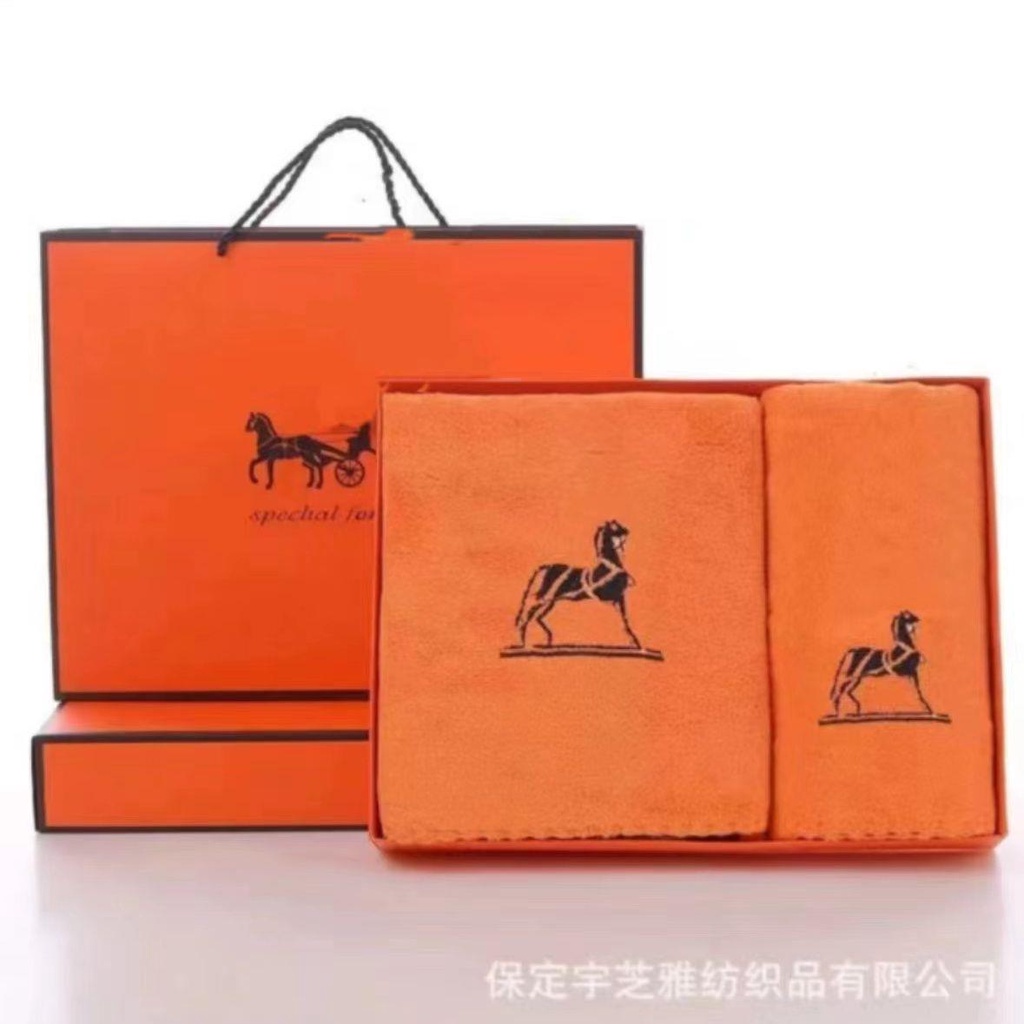 Hermes Bộ Quà Tặng Khăn Tắm Ba Mảnh Khăn Tắm Màu Cam Nhân Viên Công Ty welfare Quà Tặng Đám Cưới Trở Lại Có Thể cus