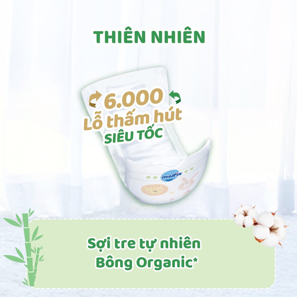 Miếng lót sơ sinh Molfix Thiên nhiên Jumbo Newborn 1 (dưới 1 tháng tuổi) Gói 64+10M