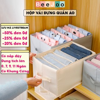 Hộp Vải Đựng Quần Áo Chia Ngăn, Hộp Đựng Đồ Lót, Tất Vớ, Có Nắp Gấp Gọn Tiện Lợi Hàng VNXK Nhật Bản BeeJoo