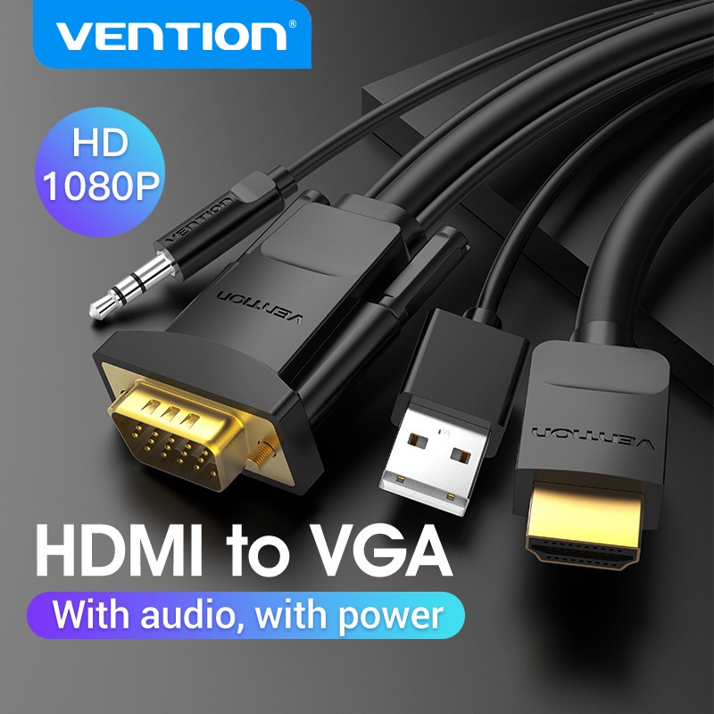 Cáp chuyển đổi HDMI sang VGA Vention hỗ trợ độ phân giải cao 1080p 60hz cho Pc/Laptop/Máy chiếu