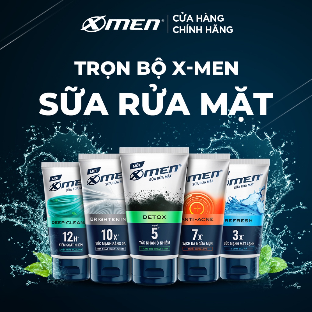 Combo Sữa tắm X-Men Clean & Fresh Sạch Khuẩn Khử Mùi 630g + Sữa Rửa Mặt Xmen Anti Acne 100g